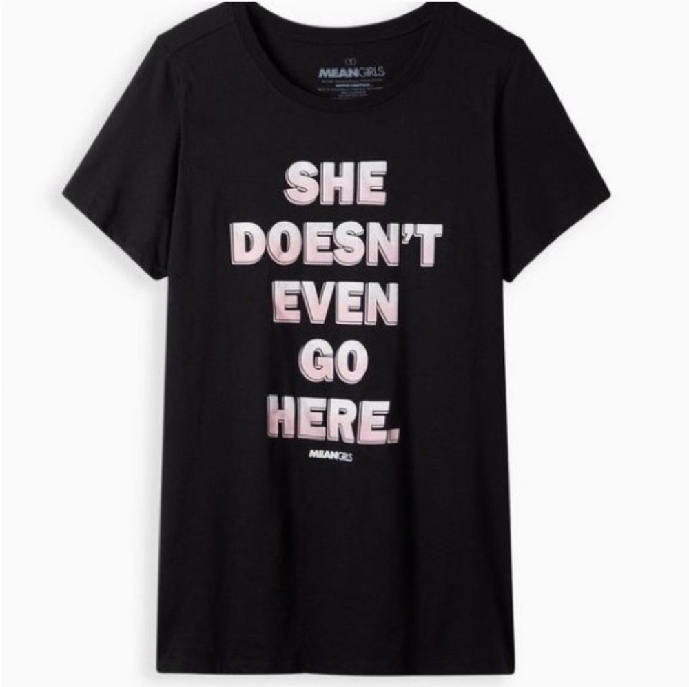 Torrid Mean Girls Black Slim Fit Crew T-Shirt, Size 2X.